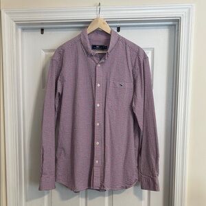 Vineyard Vines Men’s Red Blue and White Check Button-Down Shirt